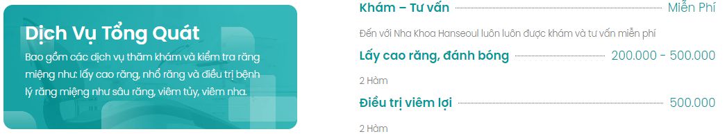 bảng giá lấy cao răng